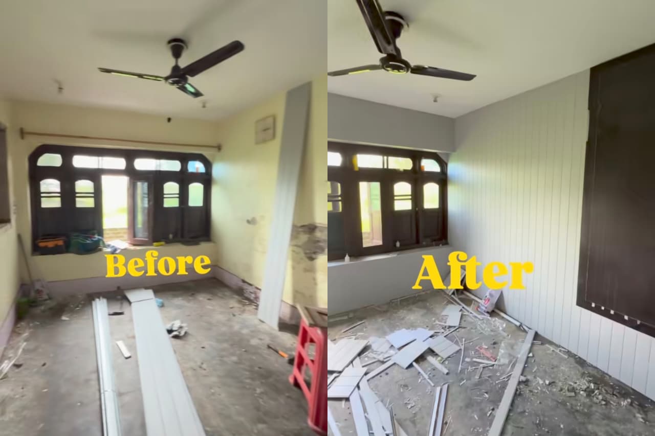 PVC Wall Paneling before and after project
